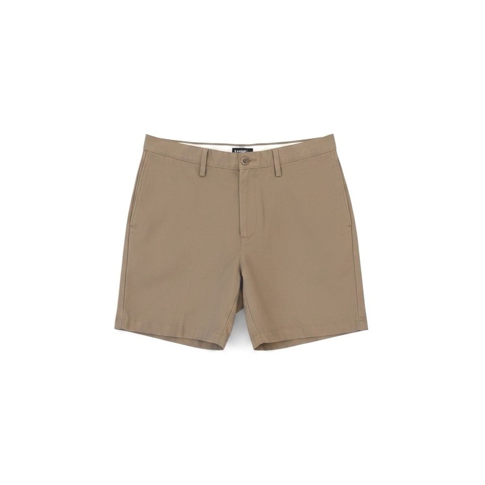 Lands End Mens Khaki Chino Shorts 36 Traditional Fit Tan Cotton Twill 6 Inseam